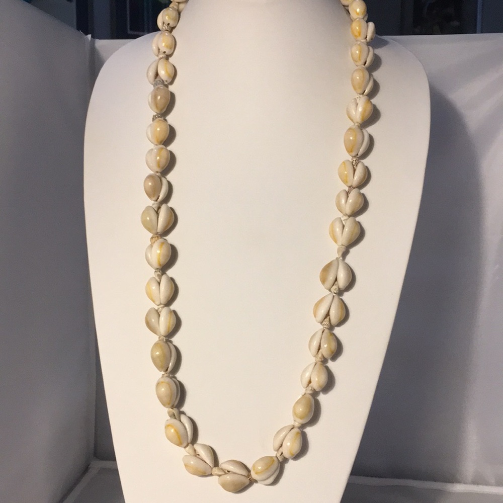 Long Vintage Puka Shell Necklace Beach Jewelry